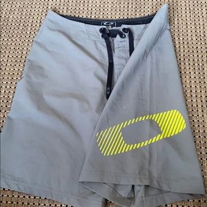 Oakley Mens Grey Stripe Shorts Slim Fit 